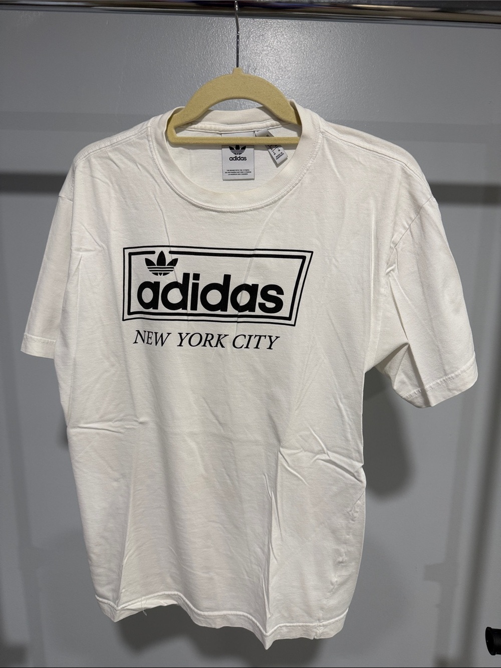 adidas White New York City Logo Short Sleeve Tee